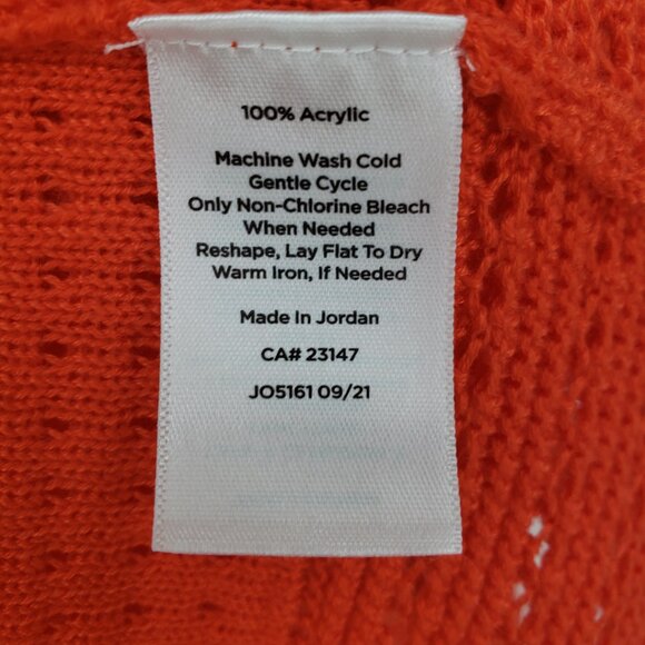 Talbots Fringe Trim Open Front Cardigan Sweater XSP Open Crochet Knit Orange - Picture 9 of 9
